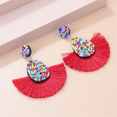 Red Tassel Fan Earrings