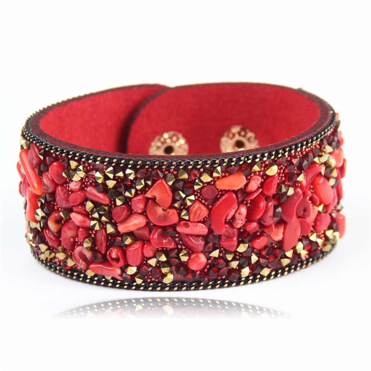 Red Cubic Zirconia Wide Band Bracelet