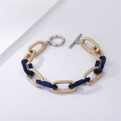 Blue & Two-Tone Cable Chain Bracelet