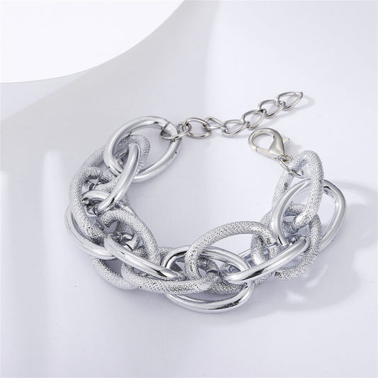 Silver-Plated Chain Bracelet, silver bracelet for women, everyday style, front view