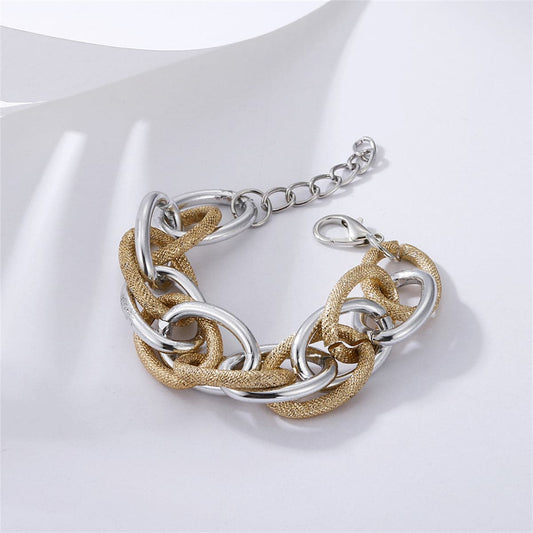 Two-Tone Chain Bracelet, bracelet for women, botanical inspired, front view