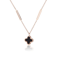 Black Acrylic & 18k Rose Gold-Plated Clover Pendant Necklace
