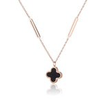 Black Acrylic & 18k Rose Gold-Plated Clover Pendant Necklace