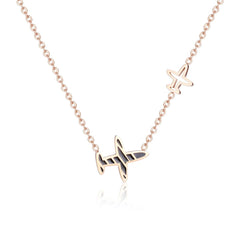 Gray Enamel & 18K Rose Gold-Plated Airplane Pendant Necklace