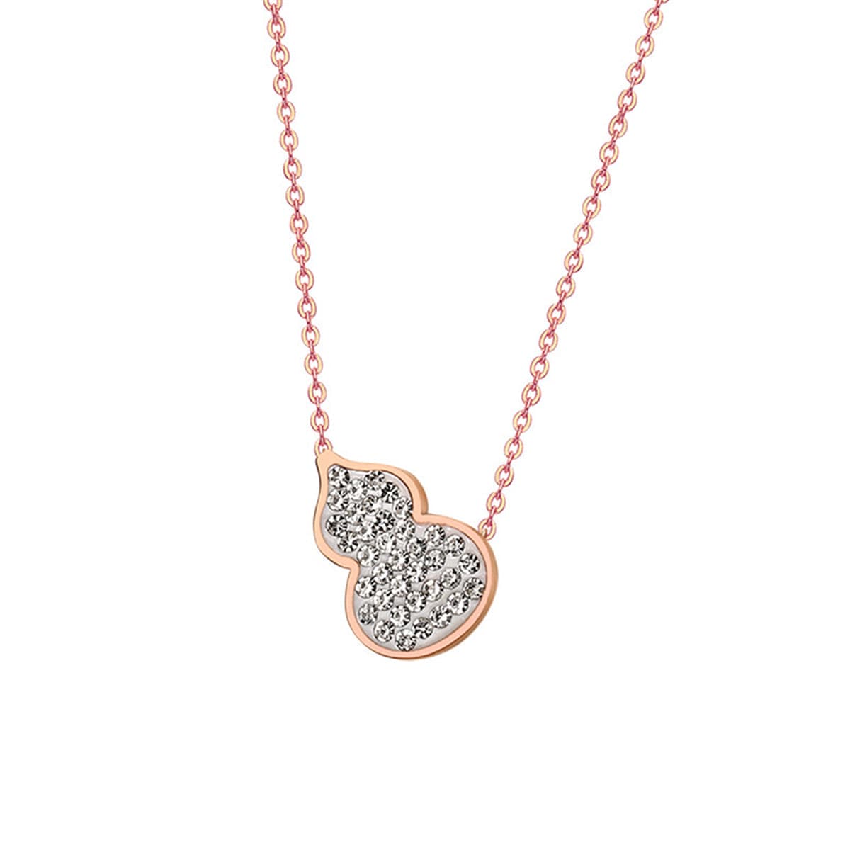 Cubic Zirconia & 18K Rose Gold-Plated Gourd Pendant Necklace
