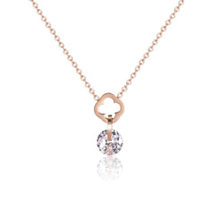 Crystal & 18K Rose Gold-Plated Open Clover Pendant Necklace