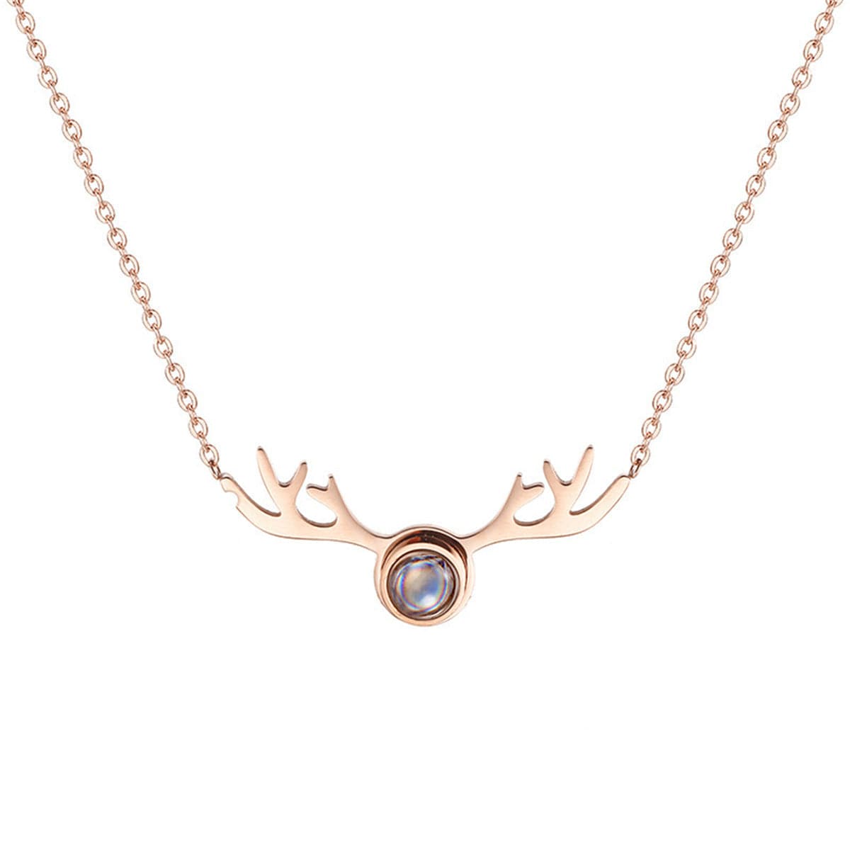 Crystal & 18K Rose Gold-Plated Antlers Pendant Necklace