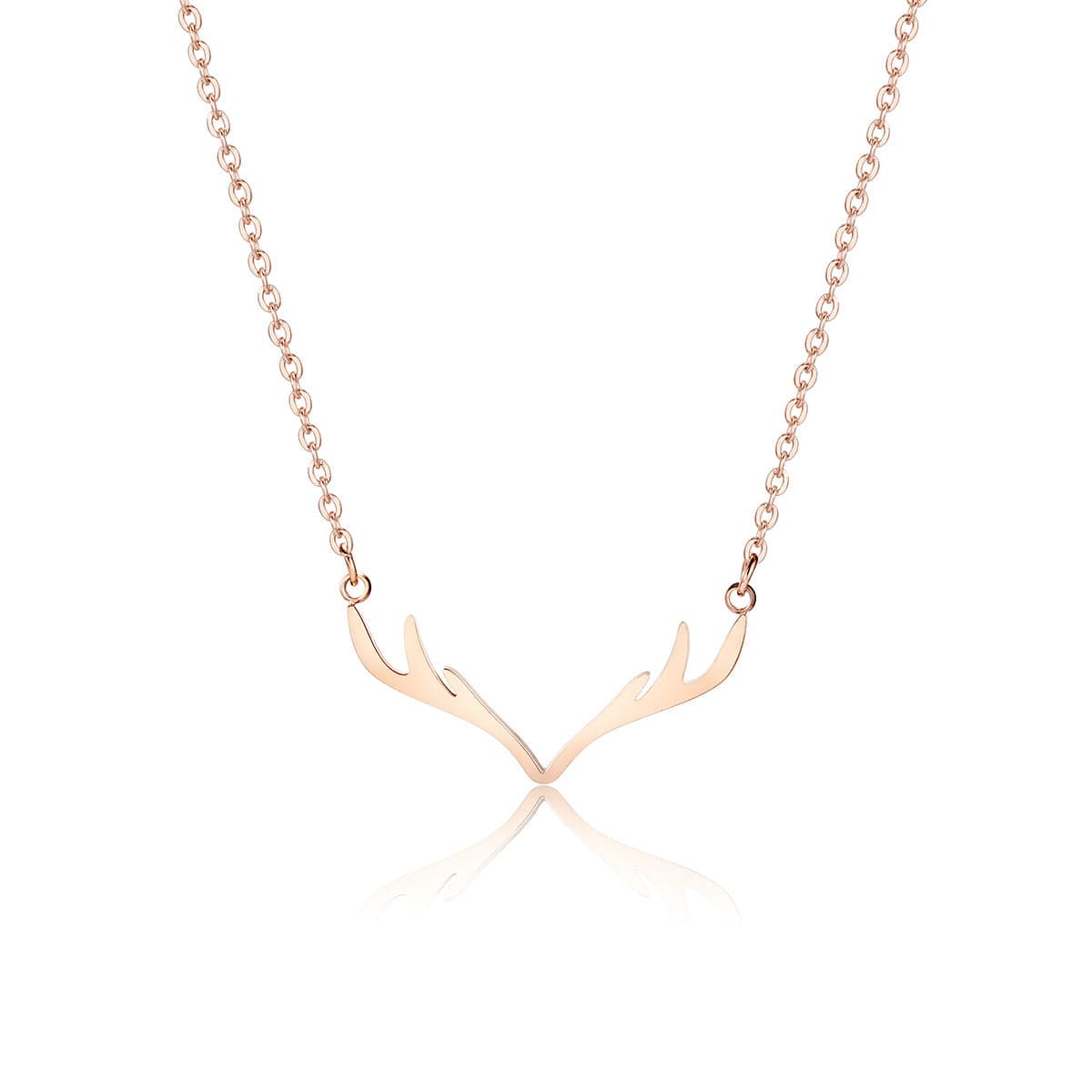 18K Rose Gold-Plated Antler Pendant Necklace