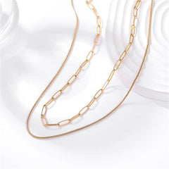 18K Gold-Plated Oval Chain Layered Necklace
