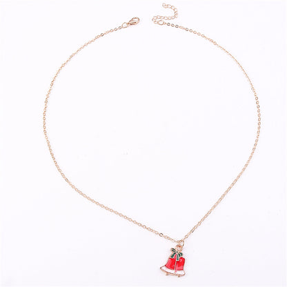 Red and White Bell Pendant Necklace, pendant necklace for women, dainty minimalist design, side view