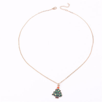 Green Enamel and 18K Gold-Plated Christmas Tree Pendant Necklace, gold pendant necklace for women, side view