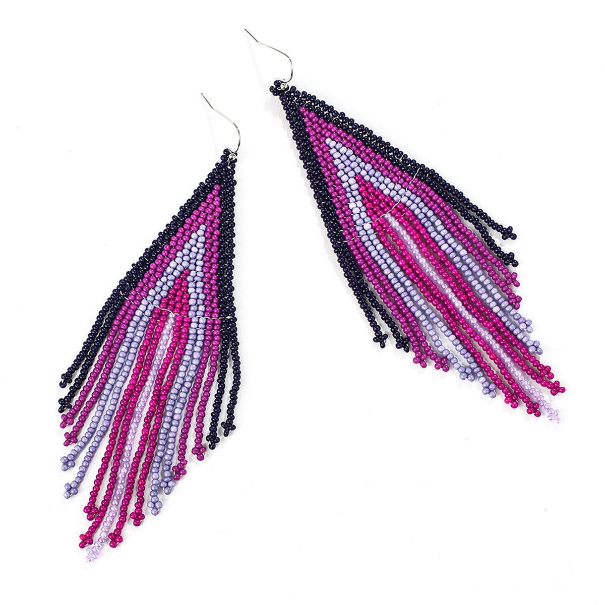 Black and Rose Howlite Tassel Drop Earrings, drop earrings for women, vintage-inspired design, side view