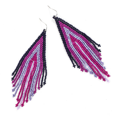 Black and Rose Howlite Tassel Drop Earrings, drop earrings for women, vintage-inspired design, side view