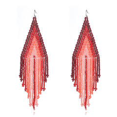 Red & Pink Howlite Tassel Drop Earrings