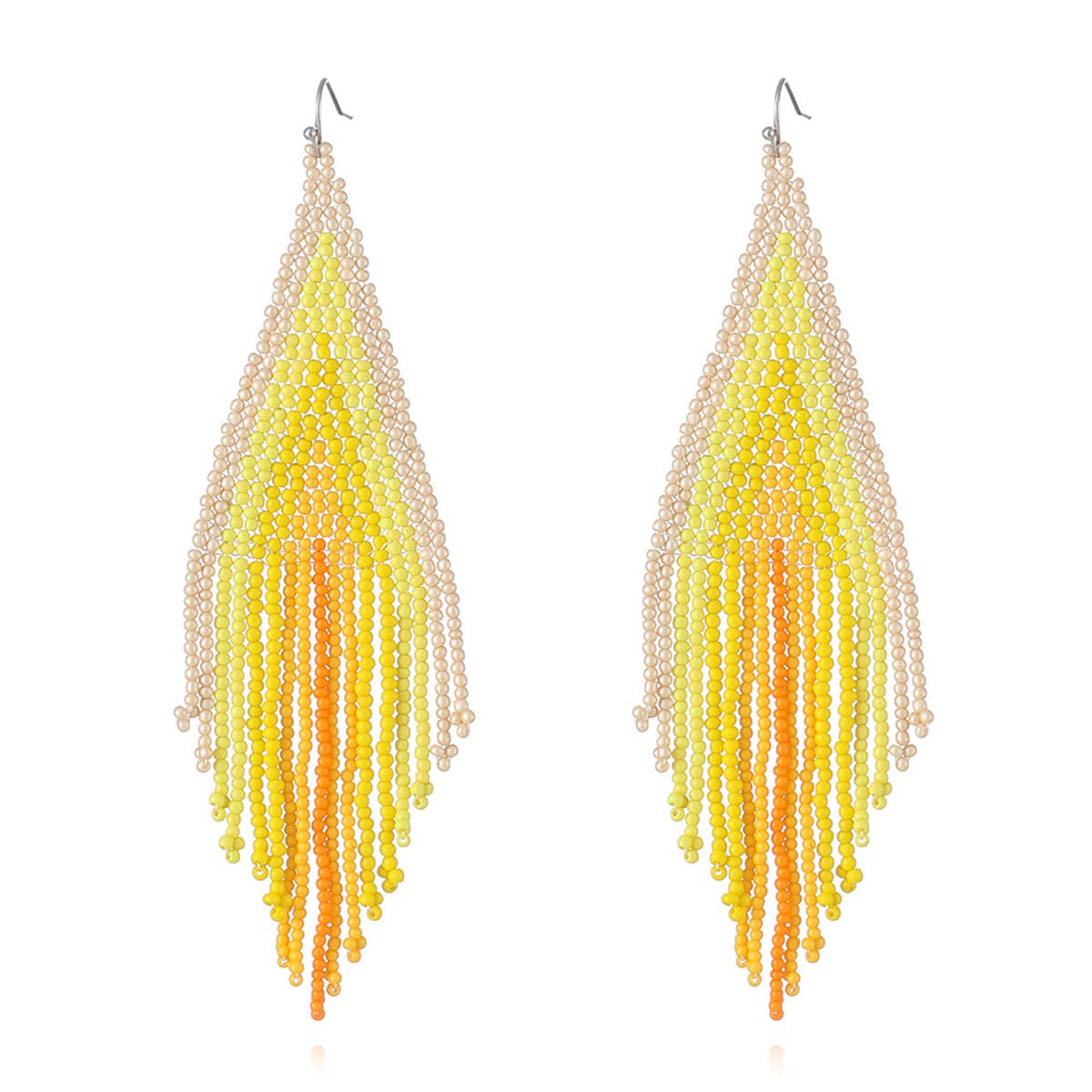 Yellow & Orange Howlite Tassel Drop Earrings