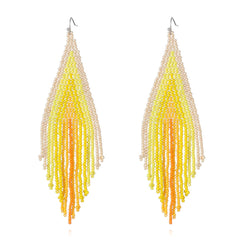 Yellow & Orange Howlite Tassel Drop Earrings