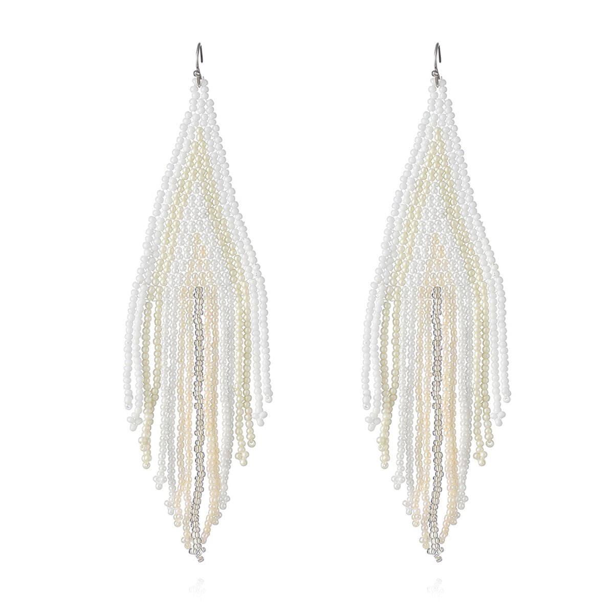 White & Cream Howlite Tassel Drop Earrings