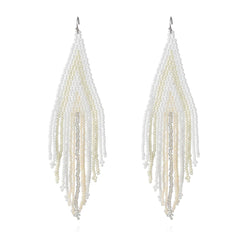 White & Cream Howlite Tassel Drop Earrings