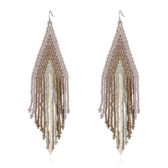 Green & Blush Howlite Tassel Drop Earrings
