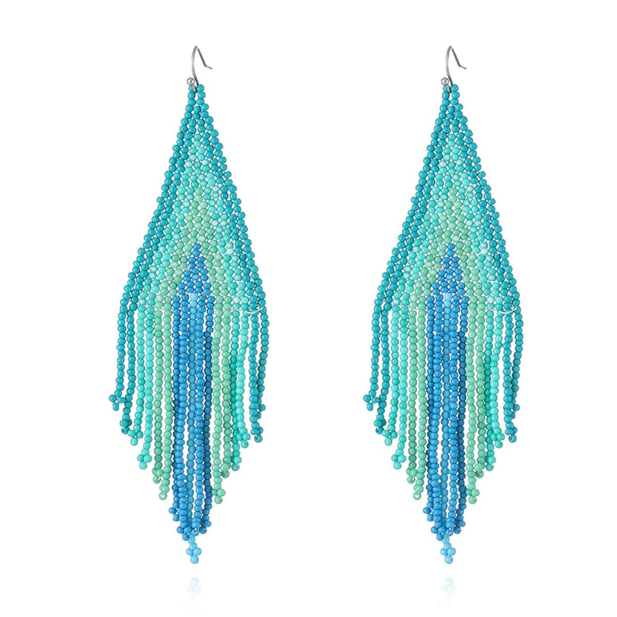 Blue & Teal Howlite Tassel Drop Earrings