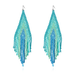 Blue & Teal Howlite Tassel Drop Earrings