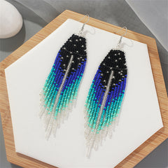 Black & Blue Howlite Stars Tassel Drop Earrings