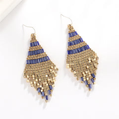 Blue & 18K Gold-Plated Rhombus Tassel Drop Earrings