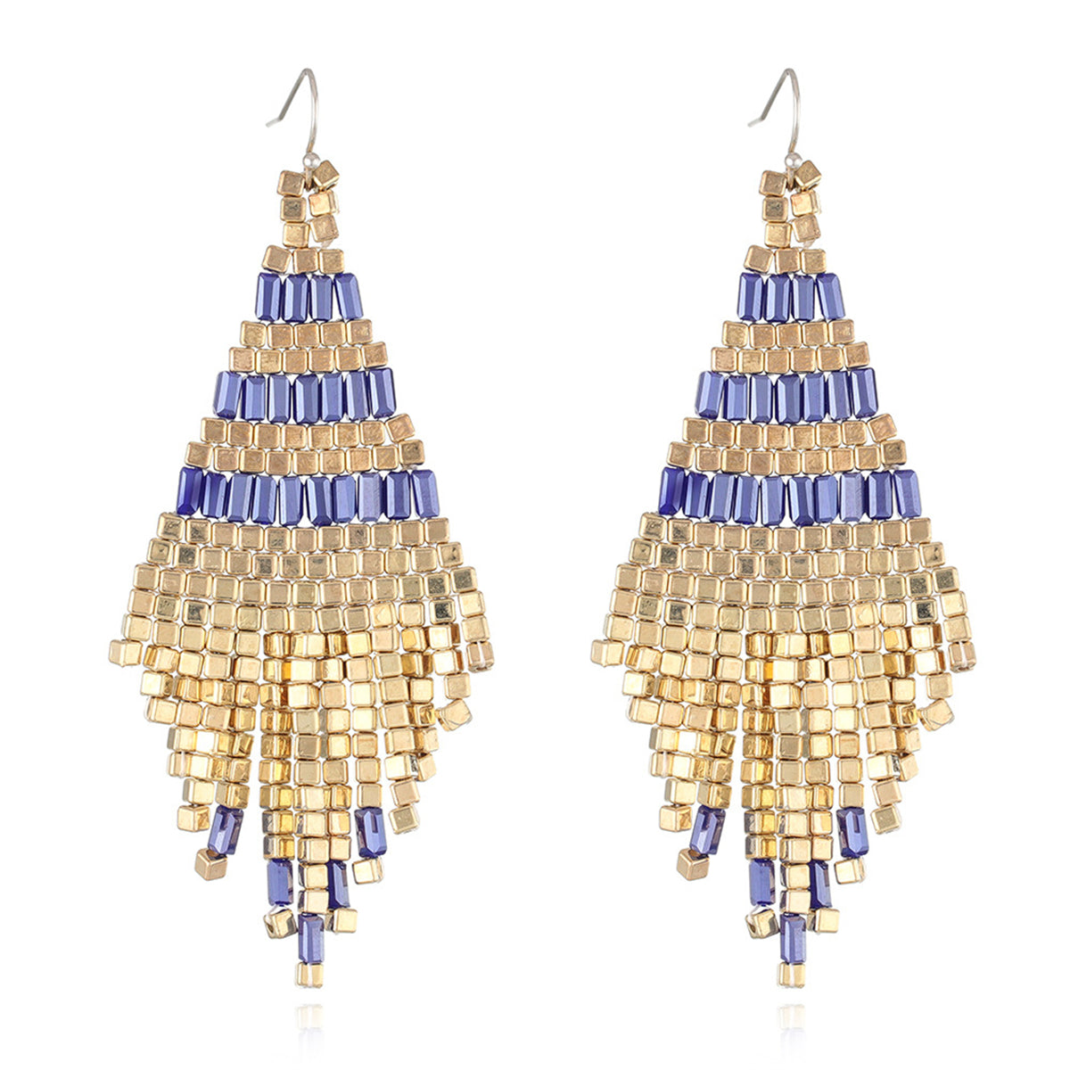 Blue & 18K Gold-Plated Rhombus Tassel Drop Earrings
