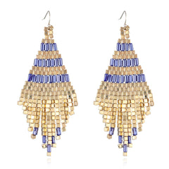 Blue & 18K Gold-Plated Rhombus Tassel Drop Earrings