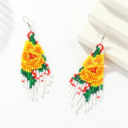 Yellow Howlite and Silver-Plated Beaded Drop Earrings, silver drop earrings for women, botanical inspired, side view