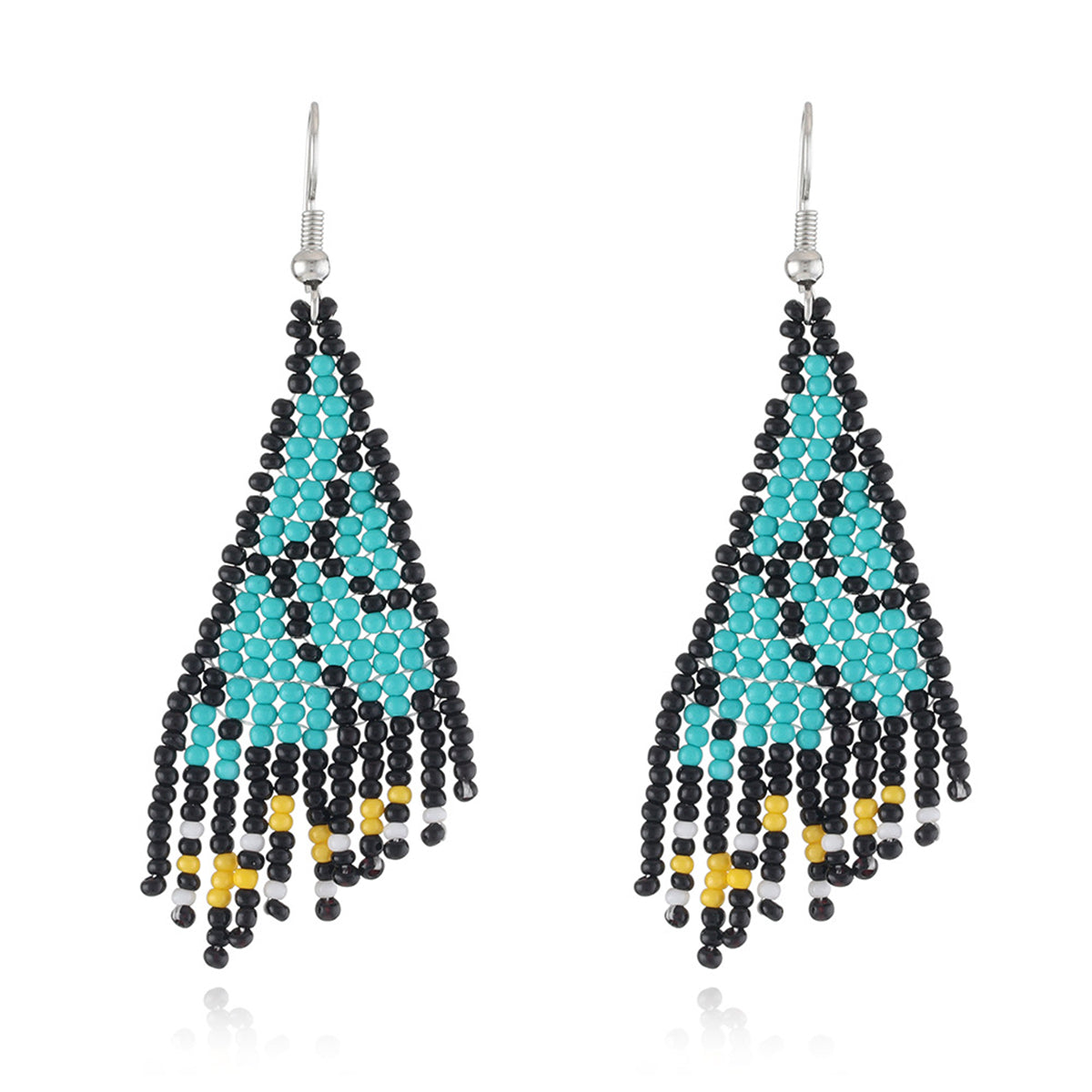 Green and Black Howlite Butterfly Tassel Drop Earrings, drop earrings for women, dainty minimalist design, front view