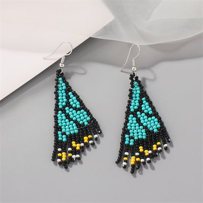 Green and Black Howlite Butterfly Tassel Drop Earrings, drop earrings for women, dainty minimalist design, lifestyle look