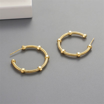 18K Gold-Plated Screw Hoop Earrings, botanical inspired, lifestyle look