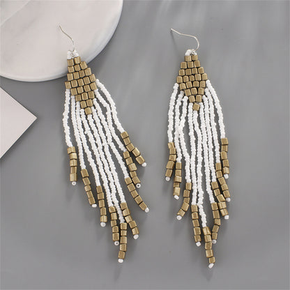 White Howlite Tassel Drop Earrings, drop earrings for women, everyday style, side view