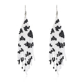 Black & White Howlite & Silver-Plated Beaded Drop Earrings