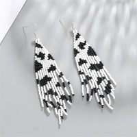 Black & White Howlite & Silver-Plated Beaded Drop Earrings