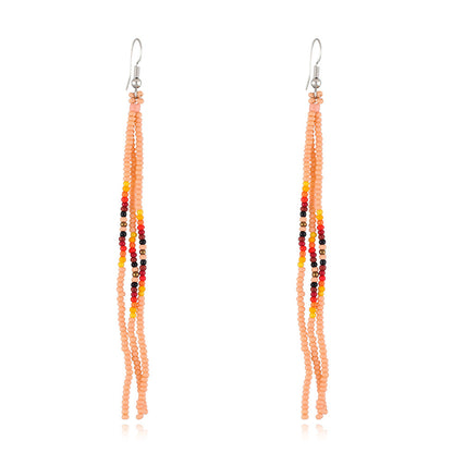Orange Howlite and Silver-Plated Tassel Drop Earrings, silver drop earrings for women, everyday style, side view