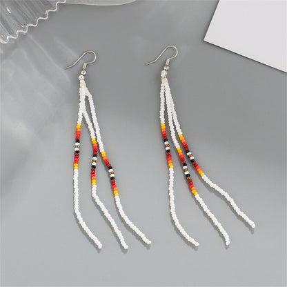 White Howlite and Silver-Plated Tassel Drop Earrings, silver drop earrings for women, everyday style, side view