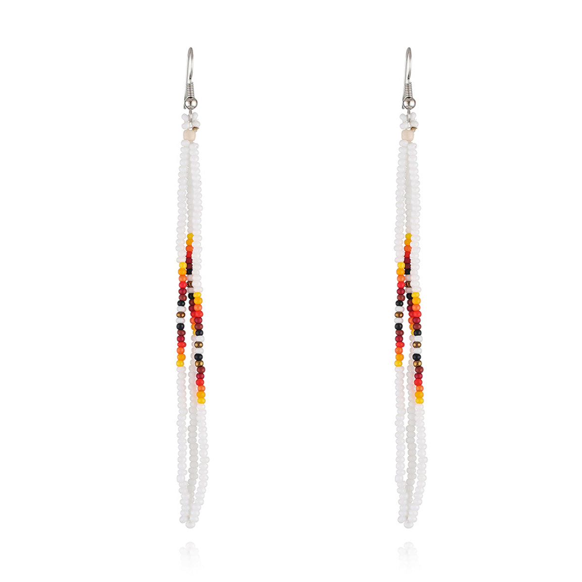 White Howlite and Silver-Plated Tassel Drop Earrings, silver drop earrings for women, everyday style, front view