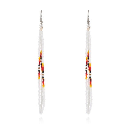 White Howlite and Silver-Plated Tassel Drop Earrings, silver drop earrings for women, everyday style, front view
