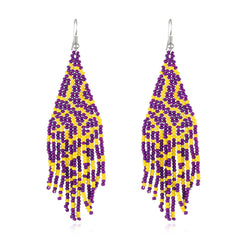 Purple Wave Beaded Drop Earrings