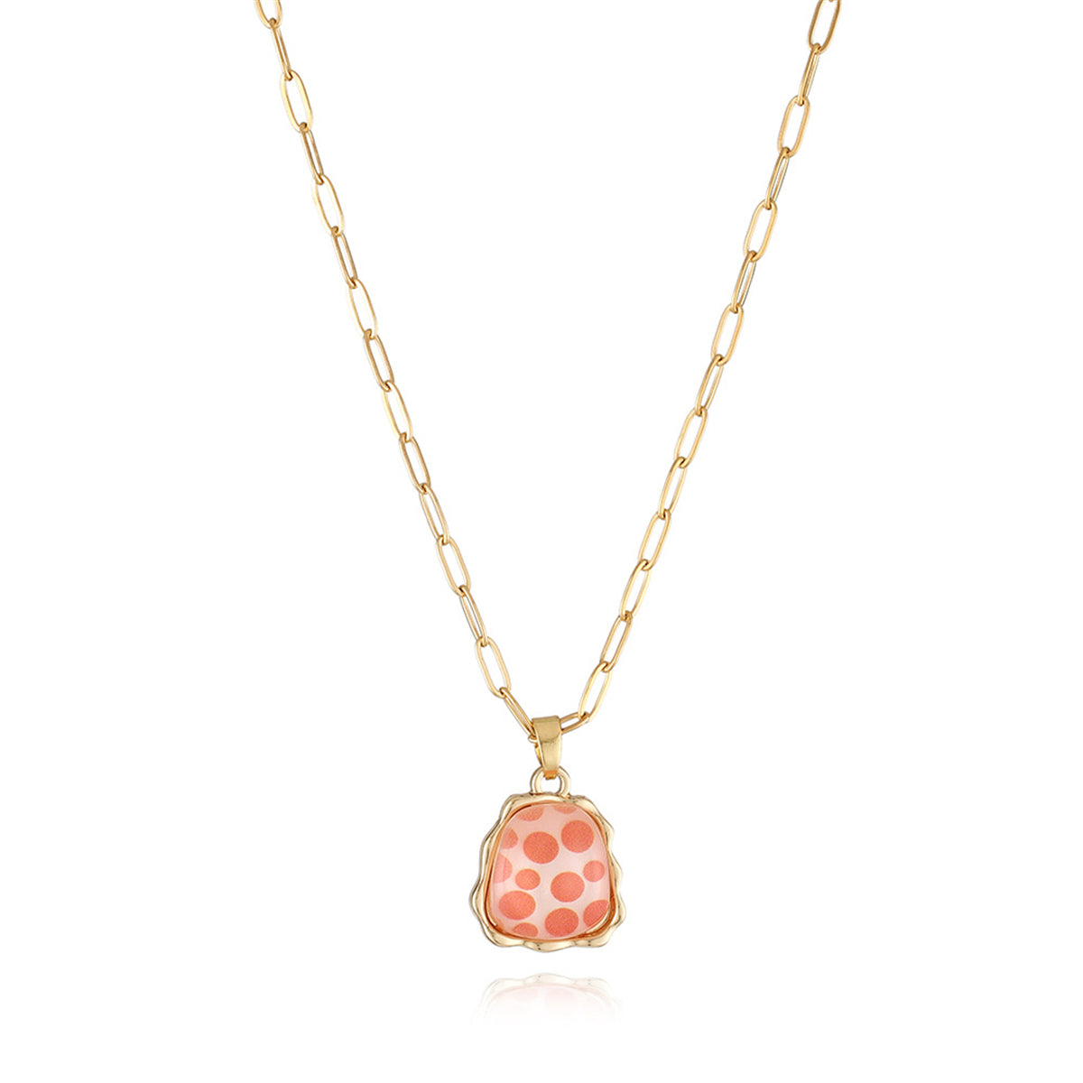 Red Acrylic and 18K Gold-Plated Ladder Pendant Necklace, gold pendant necklace for women, everyday style, front view