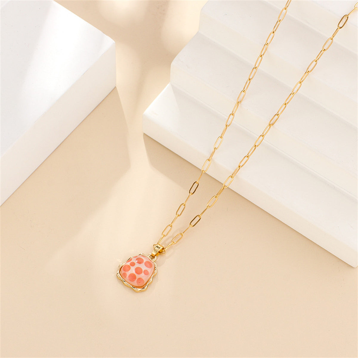 Red Acrylic & 18K Gold-Plated Ladder Pendant Necklace