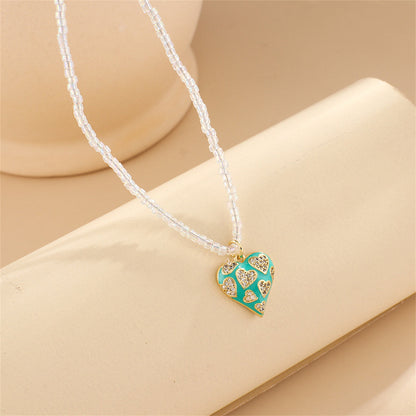 Cubic Zirconia and Clear Acrylic Open Heart Pendant Necklace, pendant necklace for women, everyday style, lifestyle look