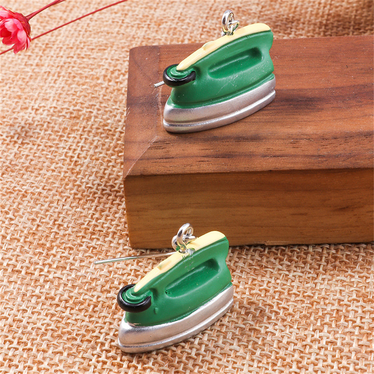 Green Enamel and Silver-Plated Iron Drop Earrings, silver drop earrings for women, botanical inspired, lifestyle look