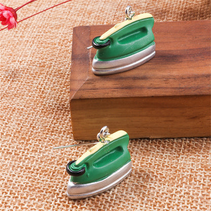 Green Enamel and Silver-Plated Iron Drop Earrings, silver drop earrings for women, botanical inspired, lifestyle look