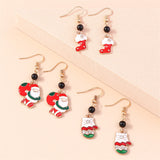 Cubic Zirconia & 18k Gold-Plated Gloves Stocking Santa Drop Earrings Set