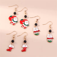 Cubic Zirconia & 18k Gold-Plated Gloves Stocking Santa Drop Earrings Set
