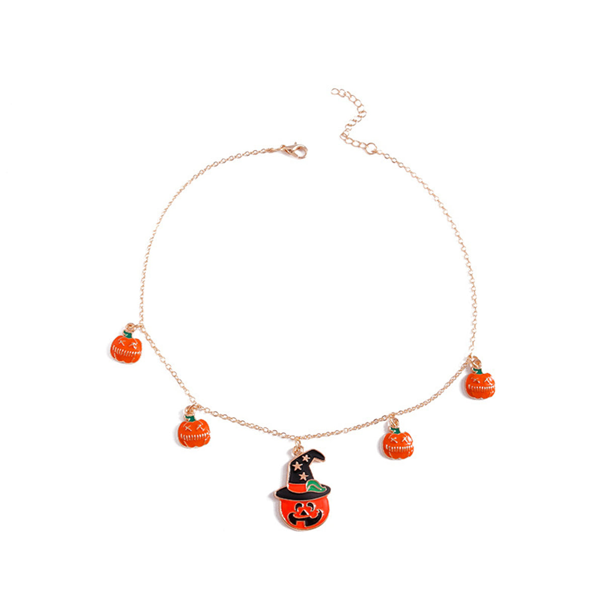 Orange Enamel and 18K Gold-Plated Pumpkin Pendant Necklace, gold pendant necklace for women, styled look