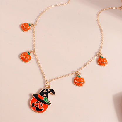 Orange Enamel and 18K Gold-Plated Pumpkin Pendant Necklace, gold pendant necklace for women, lifestyle look
